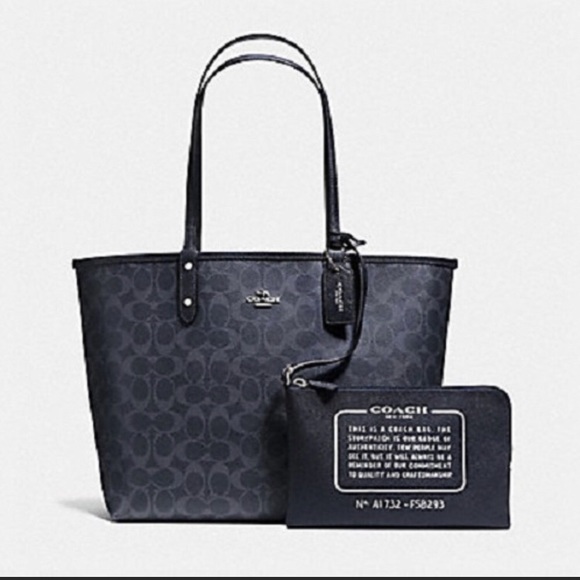 Coach Handbags - NWT Coach Reversible City Tote Navy/Denim Midnight